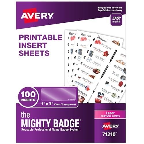 Avery 1" x 3" Reusable Magnetic Name Badge Refill Inserts 100-Pack: $29.84 Avery 1" x 3" Reusable Magnetic Name Badge Refill Inserts 100-Pack: $29.84