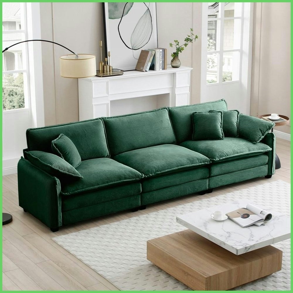 Mid-Century Modern 3-Seater Corduroy Sectional Sofa: $983.28 Mid-Century Modern 3-Seater Corduroy Sectional Sofa: $983.28