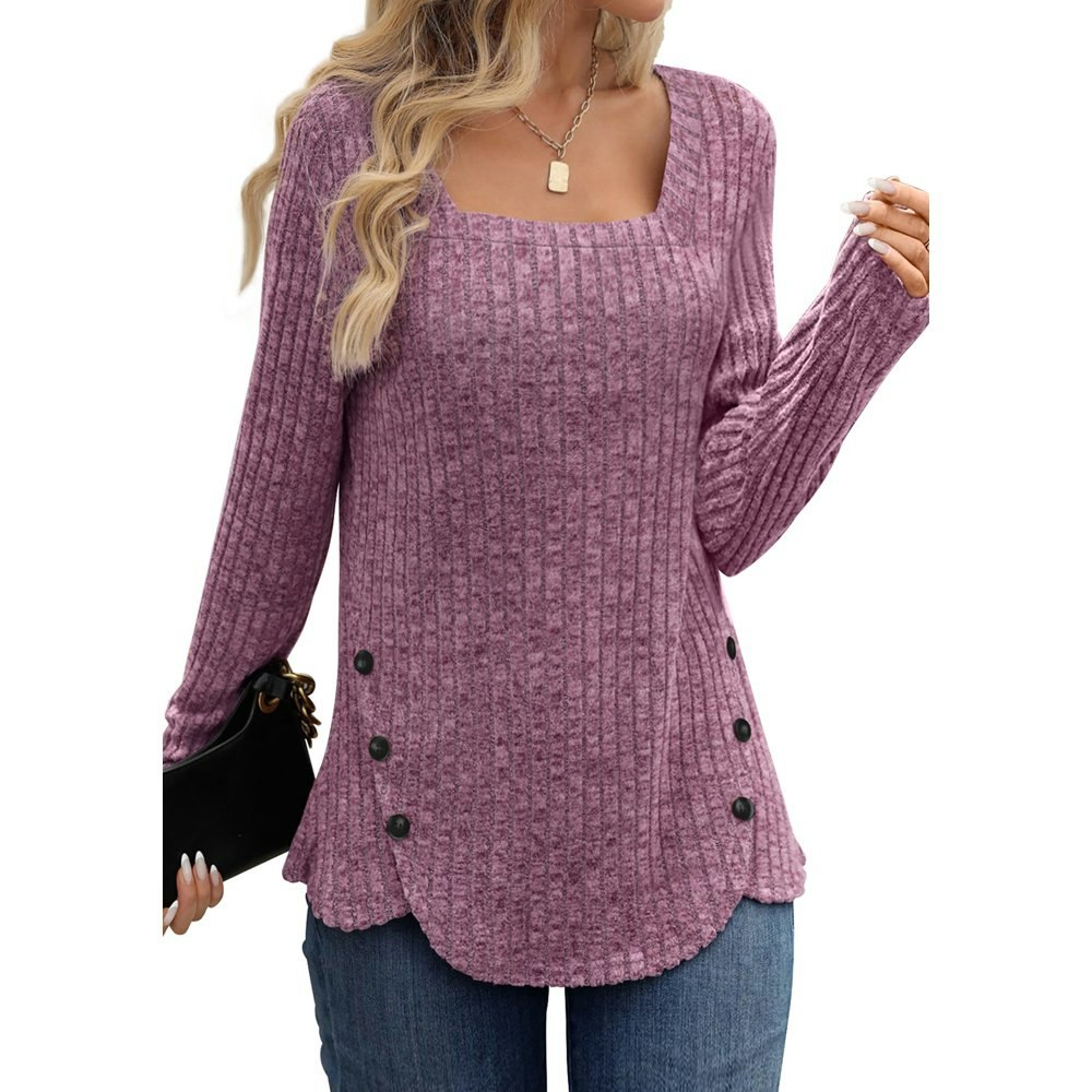 Fantaslook Square Neck Long Sleeve Tunic Blouse: $14.99