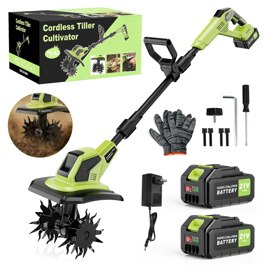 21V Cordless Tiller Cultivator w/ 2 Batteries: $100 21V Cordless Tiller Cultivator w/ 2 Batteries: $100