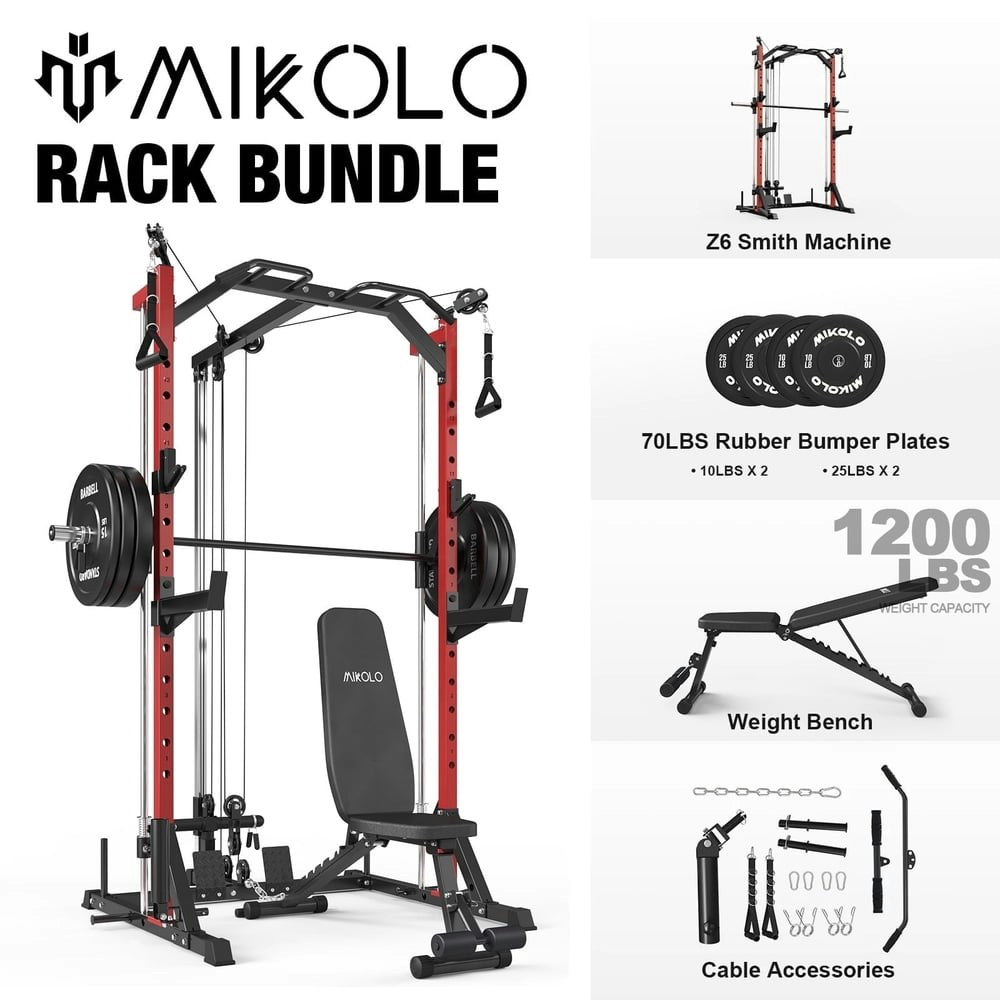 Mikolo 7-in-1 1,000lb Smith Machine and Weight Bench Set: $469.99 Mikolo 7-in-1 1,000lb Smith Machine and Weight Bench Set: $469.99