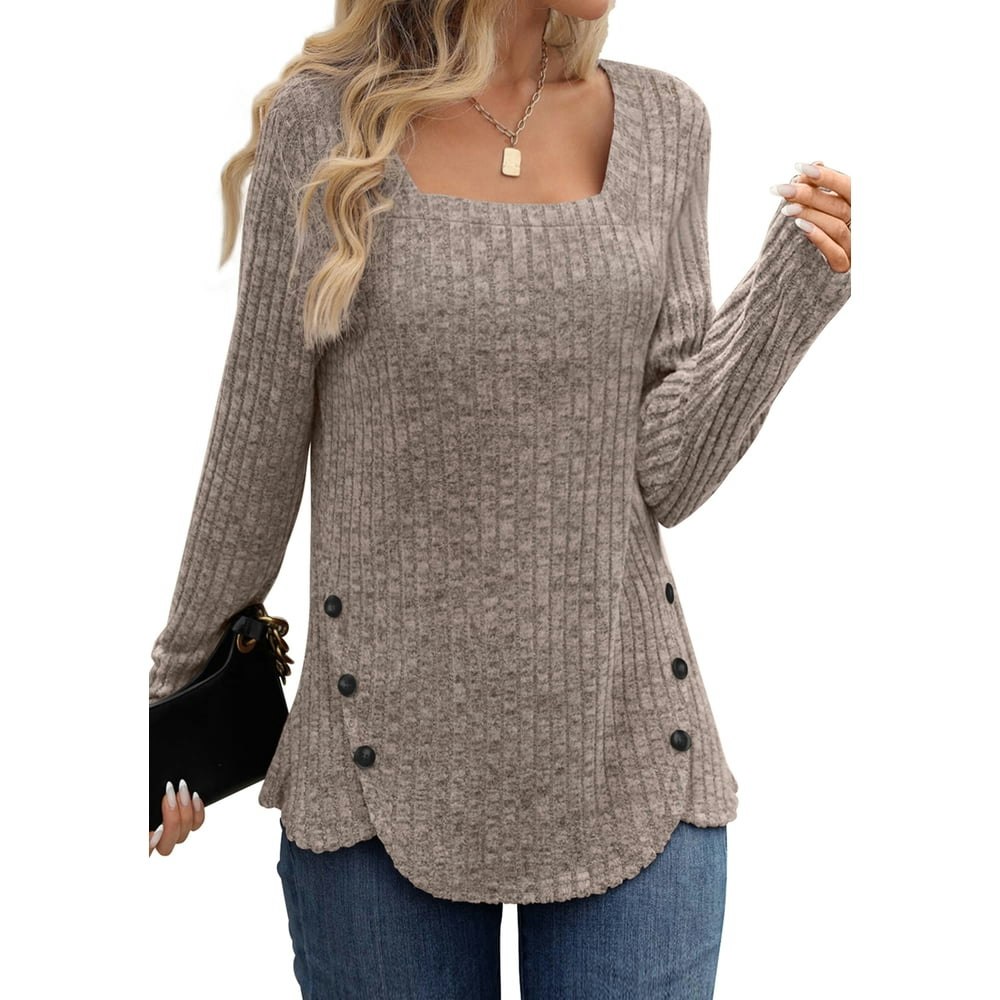 Fantaslook Square Neck Long Sleeve Tunic Blouse: $14.99