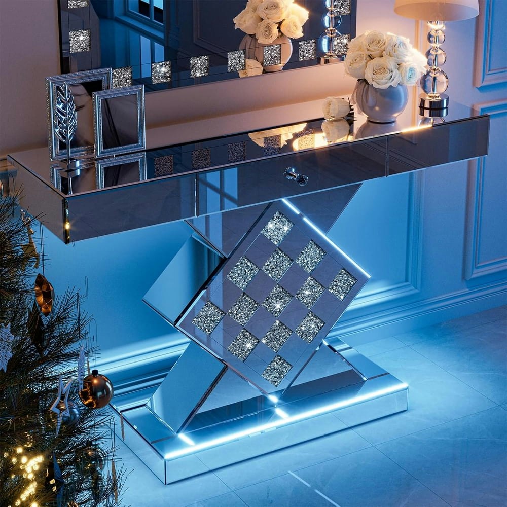 Aricoeasy Mirrored Console Table with Drawer: $399.99 Aricoeasy Mirrored Console Table with Drawer: $399.99