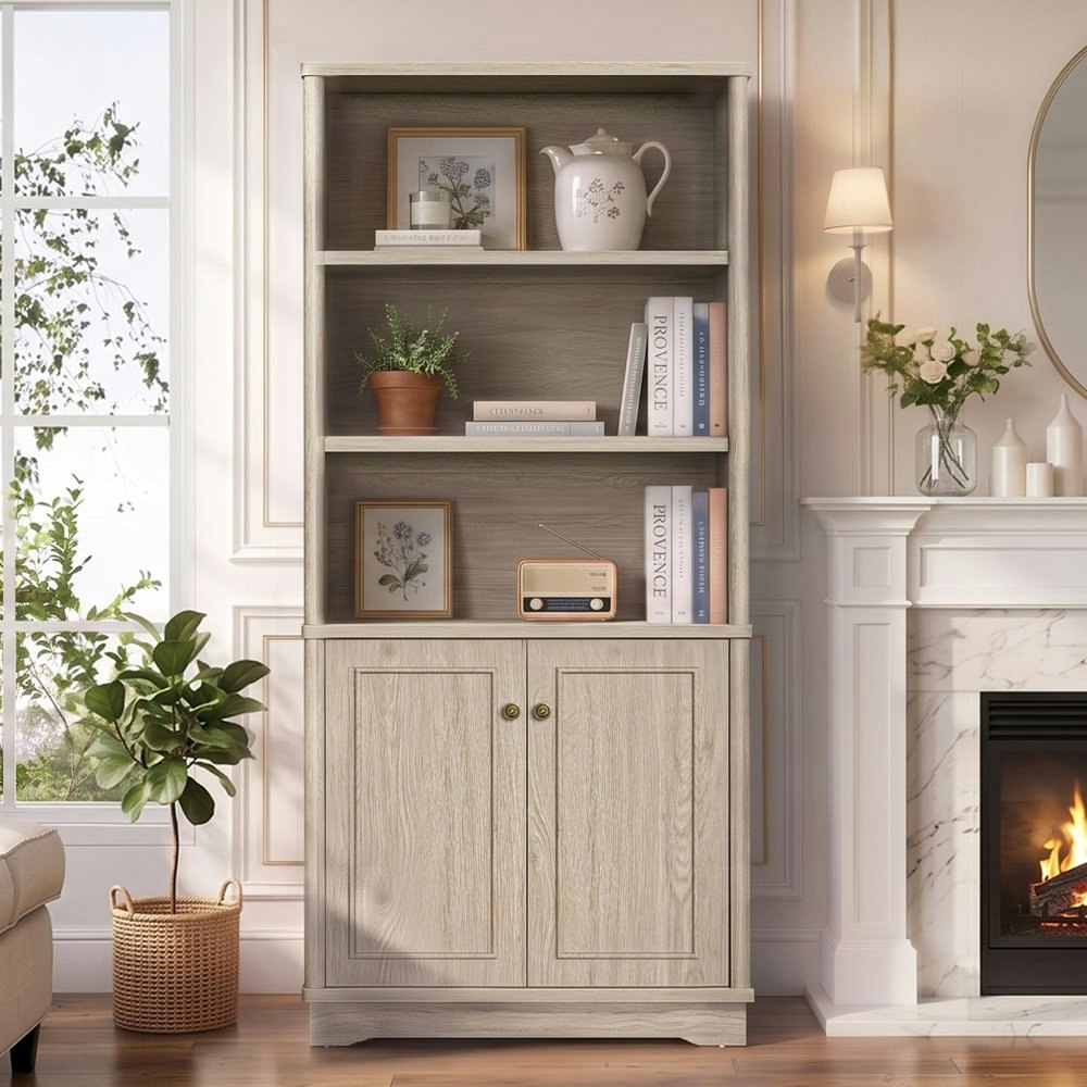 Bestier 71-Inch 5-Tier Farmhouse Bookshelf with Door: $159.99 Bestier 71-Inch 5-Tier Farmhouse Bookshelf with Door: $159.99