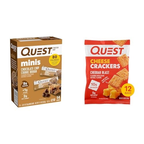 Quest Nutrition Mini Chocolate Chip Cookie Dough Protein Bars and Cheddar Blast Protein Crackers: $37.17 Quest Nutrition Mini Chocolate Chip Cookie Dough Protein Bars and Cheddar Blast Protein Crackers: $37.17