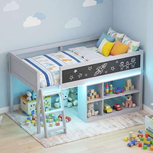 Komfott Twin Low Loft Bed with Bookcase: $186.99 Komfott Twin Low Loft Bed with Bookcase: $186.99