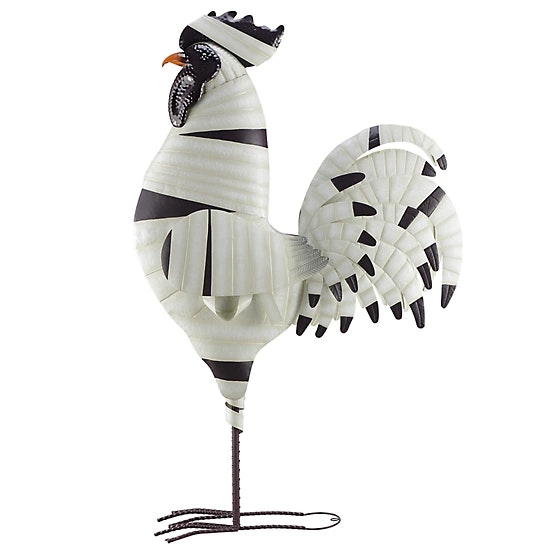 Red Shed Metal Bandage Rooster 6-Foot Halloween Statue: $150