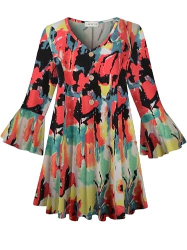 Larace Women's 3/4 Flare Sleeve Plus Size Tunic: $19.99 Larace Women's 3/4 Flare Sleeve Plus Size Tunic: $19.99