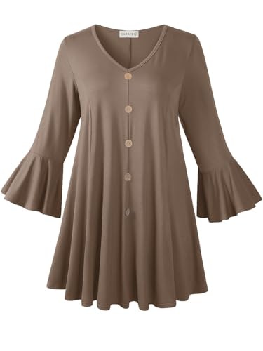 Larace Women's 3/4 Flare Sleeve Plus Size Tunic: $22.09 Larace Women's 3/4 Flare Sleeve Plus Size Tunic: $22.09