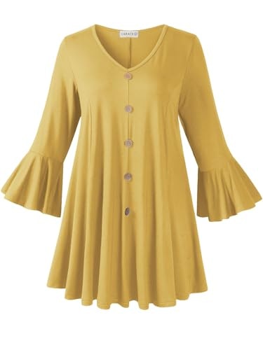 Larace Women's 3/4 Flare Sleeve Plus Size Tunic Shirt: $18.99 Larace Women's 3/4 Flare Sleeve Plus Size Tunic Shirt: $18.99
