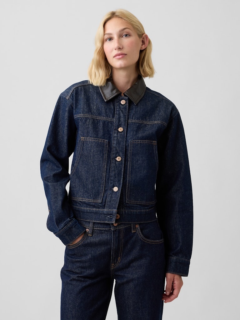 Relaxed Cropped Denim Chore Jacket: $49.99
