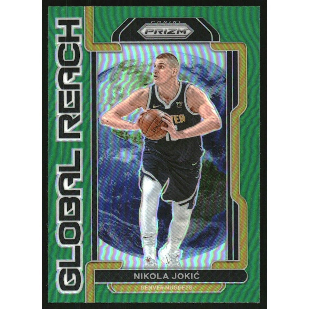 2021-22 Panini Prizm Global Reach Green Prizm Nikola Jokic #3: $10.80 2021-22 Panini Prizm Global Reach Green Prizm Nikola Jokic #3: $10.80