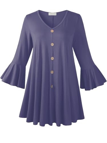 Larace Women's 3/4 Flare Sleeve Plus Size Tunic Shirt: $12.74 Larace Women's 3/4 Flare Sleeve Plus Size Tunic Shirt: $12.74