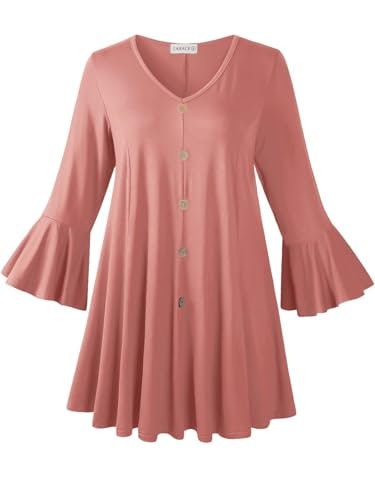 Larace Women's 3/4 Flare Sleeve Plus Size Tunic Shirt: $18.99 Larace Women's 3/4 Flare Sleeve Plus Size Tunic Shirt: $18.99
