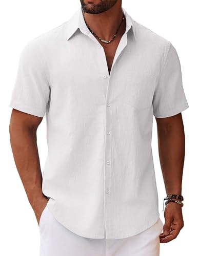 Coofandy Men's Linen Texture Short Sleeve Shirt: $19.98 Coofandy Men's Linen Texture Short Sleeve Shirt: $19.98