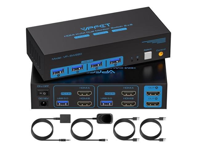 Dual Monitor 2-Port 4K HDMI USB 3.0 KVM Switch: $93.66 Dual Monitor 2-Port 4K HDMI USB 3.0 KVM Switch: $93.66