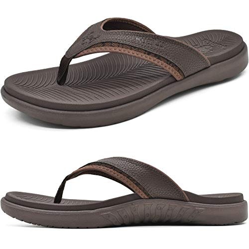 KuaiLu Men's Orthotic Leather Flip Flops: $24.64