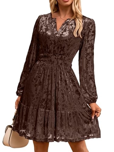 Simplee Women's Velvet Long Sleeve V-Neck Skater Dress: $42.49 Simplee Women's Velvet Long Sleeve V-Neck Skater Dress: $42.49