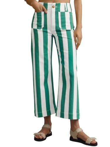 Tankaneo Women's High-Waisted Wide-Leg Cropped Striped Jeans: $28.49 Tankaneo Women's High-Waisted Wide-Leg Cropped Striped Jeans: $28.49