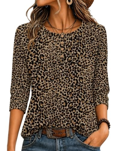 Zeagoo Women's 3/4 Sleeve Leopard Print Blouse: $12.74 Zeagoo Women's 3/4 Sleeve Leopard Print Blouse: $12.74