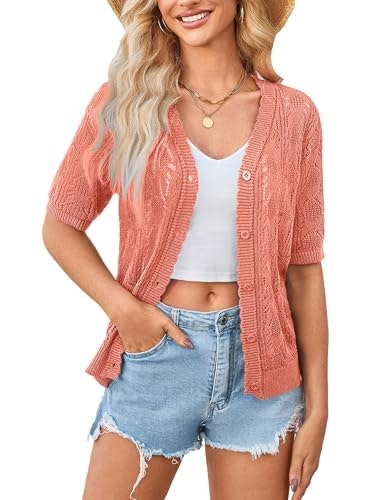Yekaty Women's Short Sleeve Lightweight Cardigan: $18.96 Yekaty Women's Short Sleeve Lightweight Cardigan: $18.96