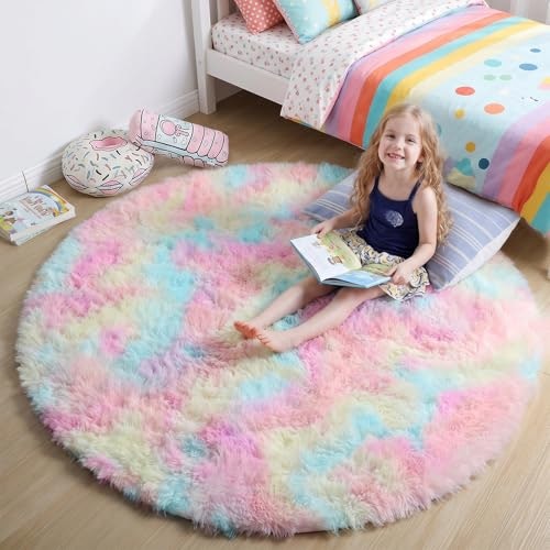 Amdrebio 7-Foot Rainbow Round Furry Area Rug: $59.49 Amdrebio 7-Foot Rainbow Round Furry Area Rug: $59.49