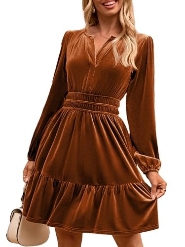 Simplee Women's Velvet Long Sleeve Fit and Flare Mini Dress: $39.99 Simplee Women's Velvet Long Sleeve Fit and Flare Mini Dress: $39.99