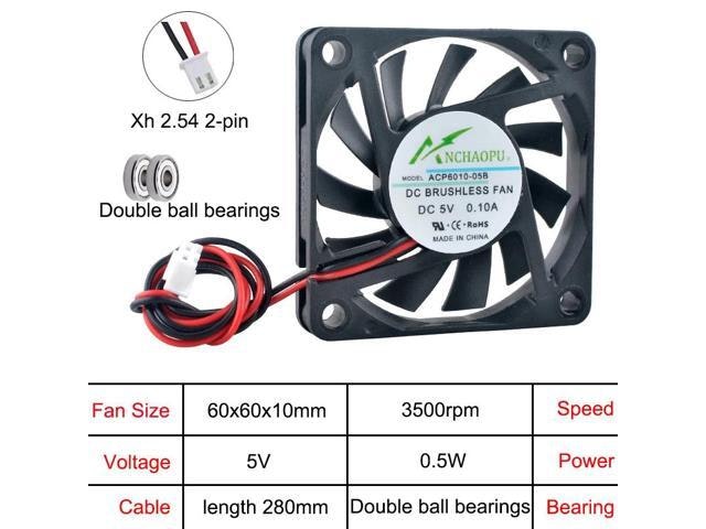 ACP6010 60mm 5V Dual Ball Axial Fan 5-Pack: $40 ACP6010 60mm 5V Dual Ball Axial Fan 5-Pack: $40
