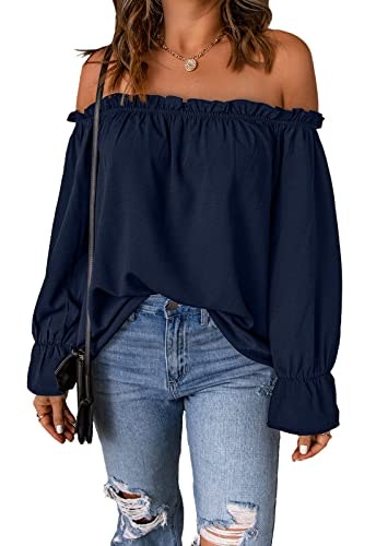 Spriolim Women's Off-Shoulder Ruffle Chiffon Long Sleeve Blouse: $23.79 Spriolim Women's Off-Shoulder Ruffle Chiffon Long Sleeve Blouse: $23.79