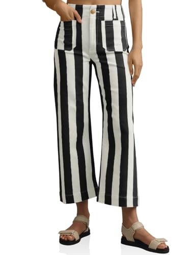 Tankaneo Women's High-Waisted Wide-Leg Cropped Striped Jeans: $35.14 Tankaneo Women's High-Waisted Wide-Leg Cropped Striped Jeans: $35.14