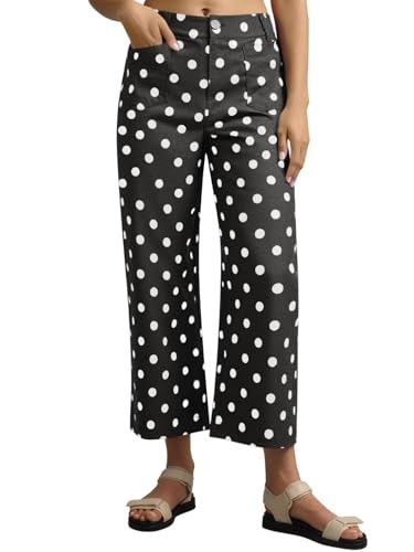 Tankaneo Women's Cropped Polka Dot High-Waisted Straight Leg Jeans: $32.50