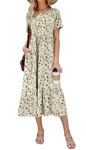 Women's Short Sleeve Flowy Tiered Maxi Sundress: $16.99 Women's Short Sleeve Flowy Tiered Maxi Sundress: $16.99
