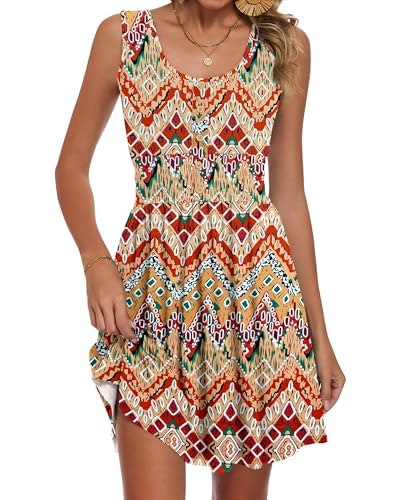 Auselily Women's Sleeveless Geometric Print Dress: $25.49 Auselily Women's Sleeveless Geometric Print Dress: $25.49