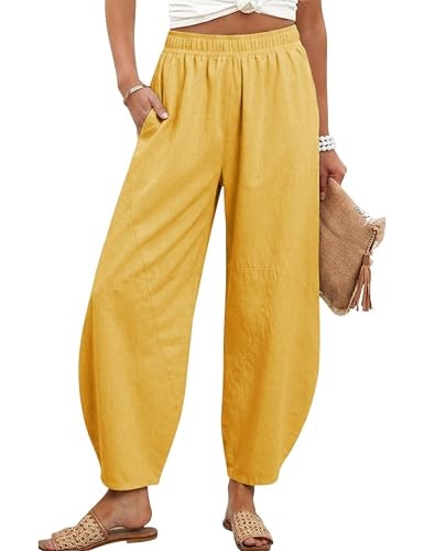 Tanming Women's High-Waisted Wide Leg Barrel Capri Pants: $31.43 Tanming Women's High-Waisted Wide Leg Barrel Capri Pants: $31.43