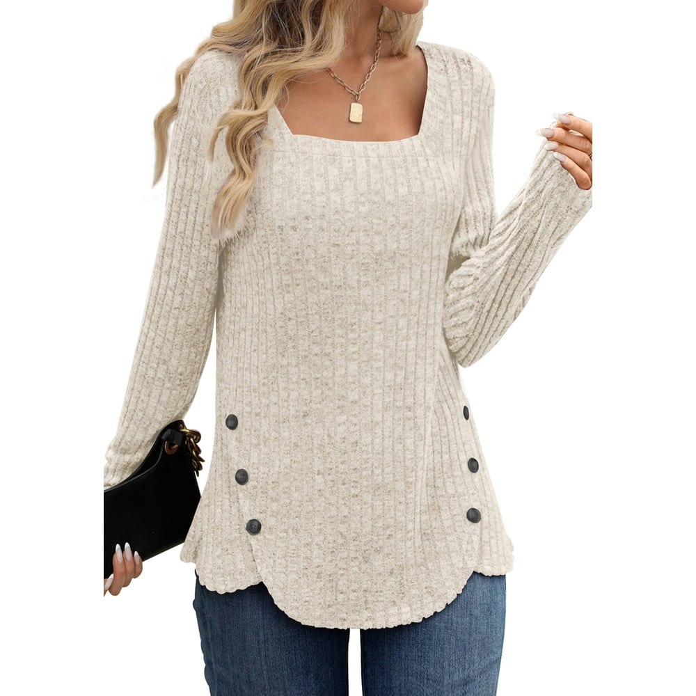 Fantaslook Square Neck Long Sleeve Tunic Blouse: $14.99 Fantaslook Square Neck Long Sleeve Tunic Blouse: $14.99