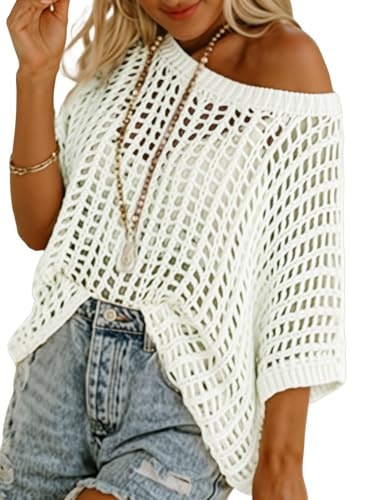 Dokotoo Women's Crochet Off-Shoulder Short Sleeve Knit Sweater: $26.38 Dokotoo Women's Crochet Off-Shoulder Short Sleeve Knit Sweater: $26.38