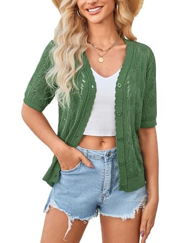 Yekaty Women's Short-Sleeve Crochet Cardigan Shrug: $18.99 Yekaty Women's Short-Sleeve Crochet Cardigan Shrug: $18.99