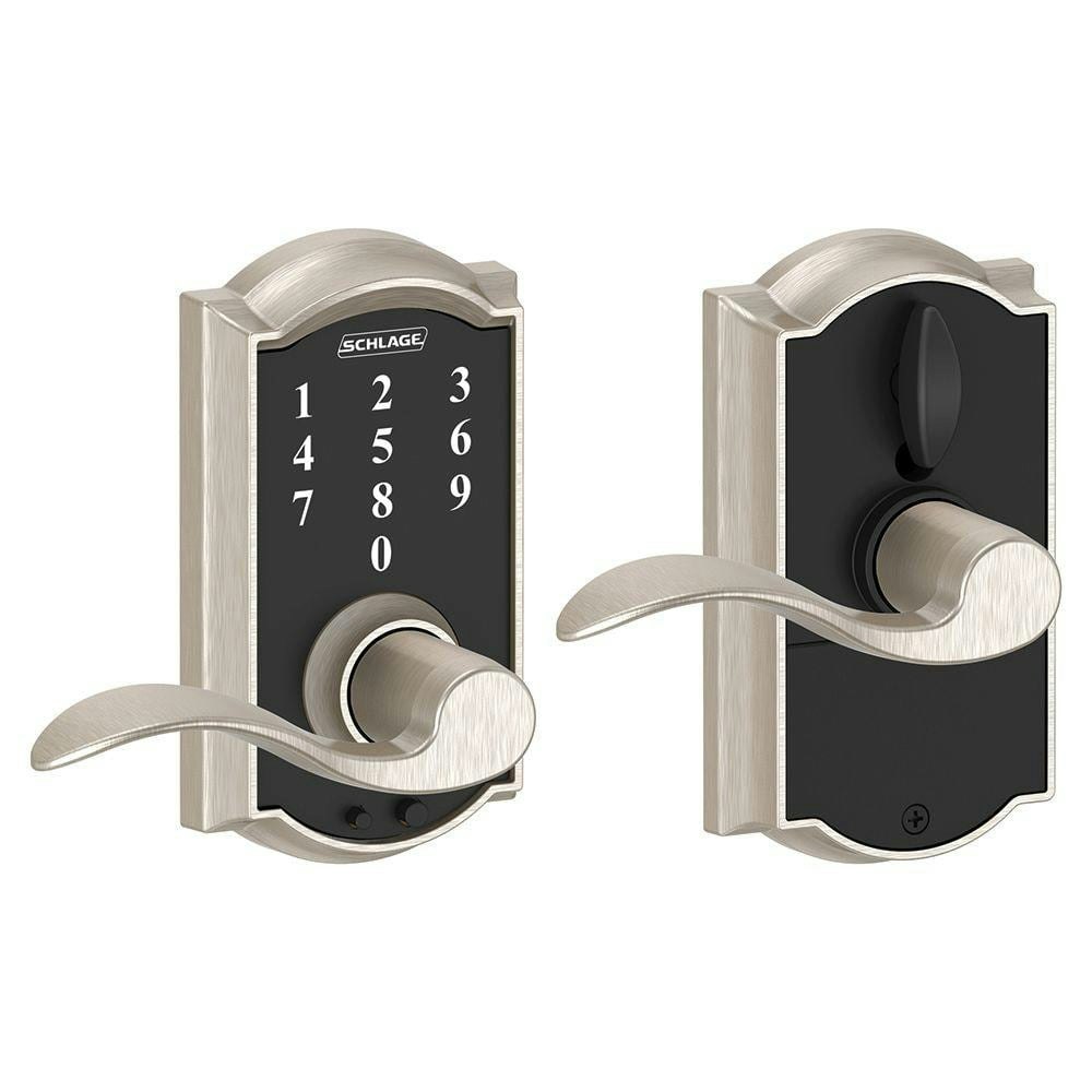 Camelot Satin Nickel Keyless Touchscreen Door Lock with Accent Handle: $106.38 Camelot Satin Nickel Keyless Touchscreen Door Lock with Accent Handle: $106.38