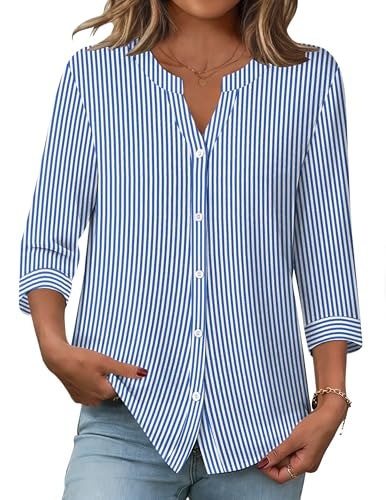 Zeagoo Women's Button Up 3/4 Sleeve Cotton Linen Blouse: $19.99 Zeagoo Women's Button Up 3/4 Sleeve Cotton Linen Blouse: $19.99