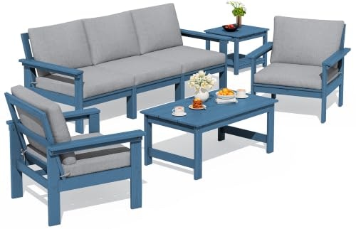 Serwall HDPE Outdoor Patio Couch Set: $620.49