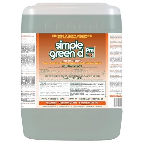 Simple Green d Pro 3 Plus Antibacterial Concentrate 5-Gallon: $111.51 Simple Green d Pro 3 Plus Antibacterial Concentrate 5-Gallon: $111.51