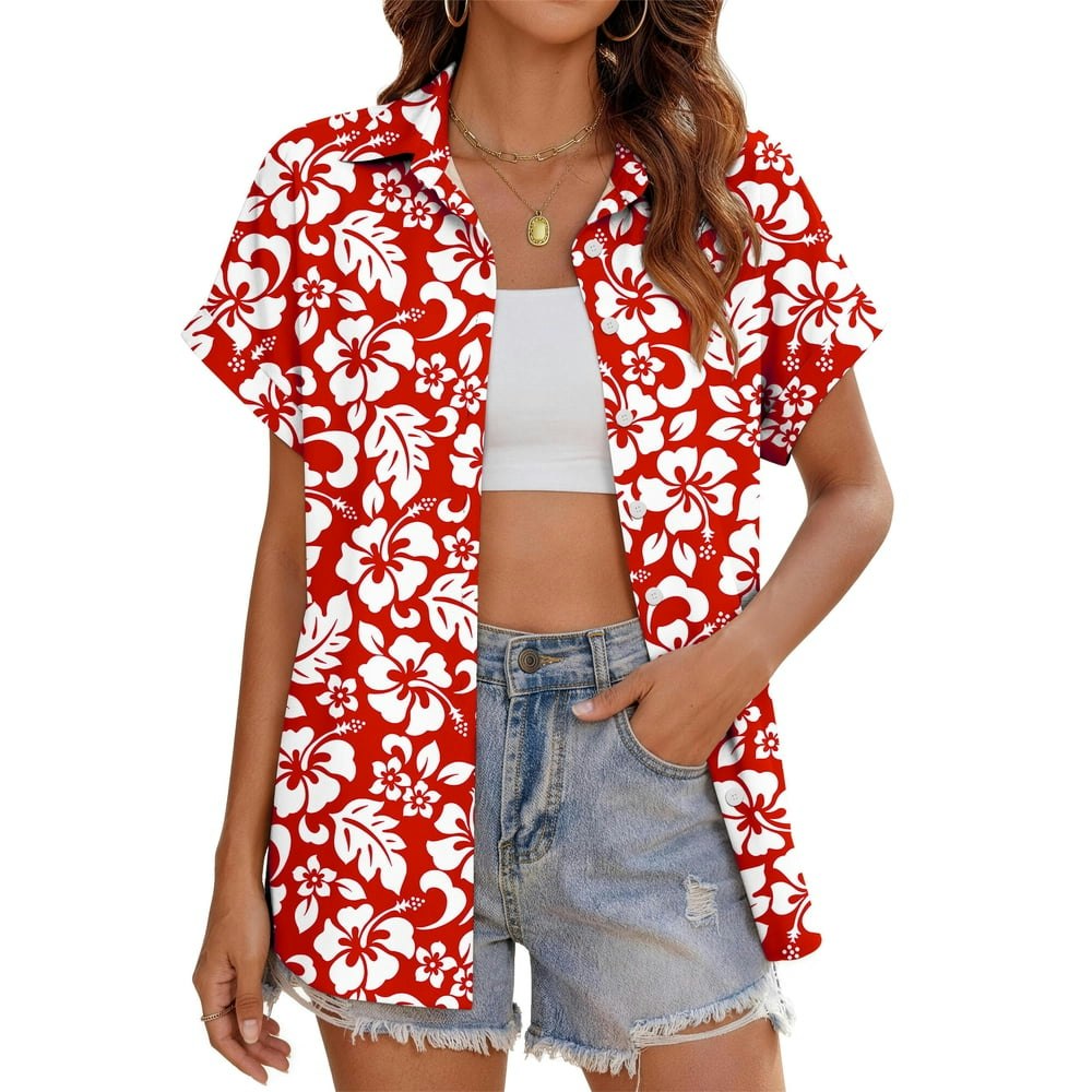 Fantaslook Women's Hawaiian Floral Button Down Shirt: $12.99 Fantaslook Women's Hawaiian Floral Button Down Shirt: $12.99