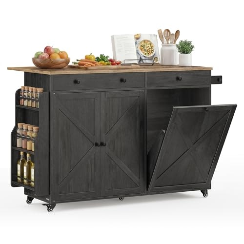 Vasagle Mobile Kitchen Island with Trash Can Storage: $187.41 Vasagle Mobile Kitchen Island with Trash Can Storage: $187.41