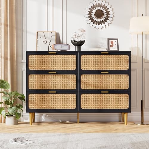 GarveeHome 6-Drawer Rattan Dresser: $116.99