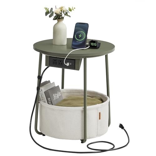 Vasagle Lilea Round Side Table with Charging Station and Fabric Basket: $39.99 Vasagle Lilea Round Side Table with Charging Station and Fabric Basket: $39.99