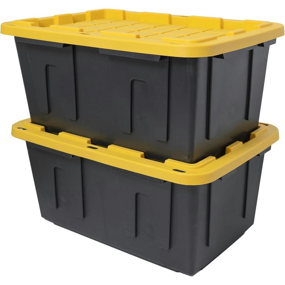 Black & Yellow 27-Gallon Heavy Duty Storage Container 2-Pack: $49.99 Black & Yellow 27-Gallon Heavy Duty Storage Container 2-Pack: $49.99