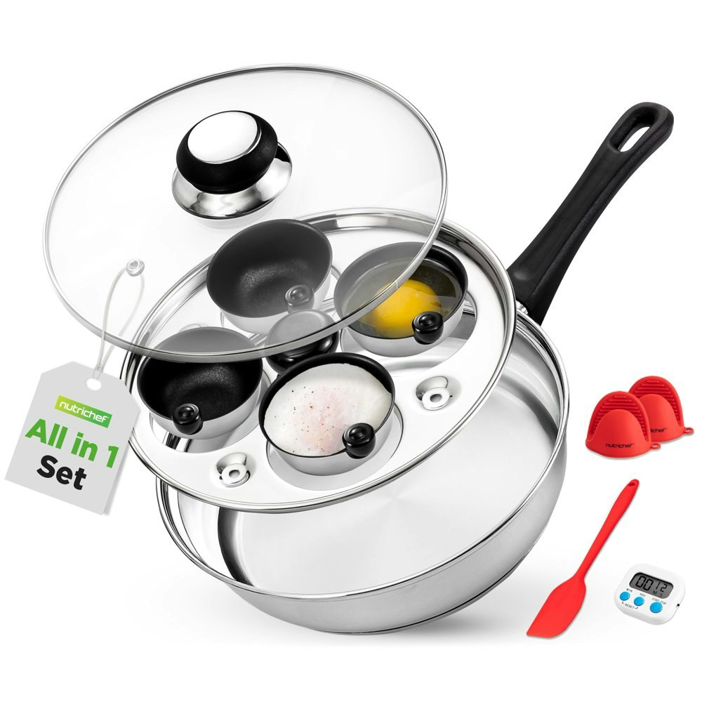 NutriChef 7.87-inch Stainless Steel Egg Poacher Pan Set: $37.99 NutriChef 7.87-inch Stainless Steel Egg Poacher Pan Set: $37.99