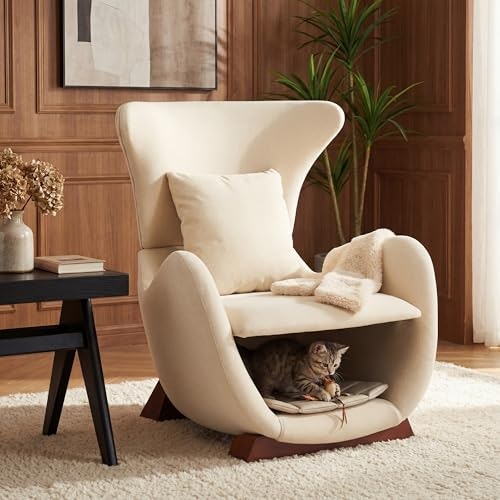 Merax Modern Accent Chair with Pet Cave and Storage: $206.44