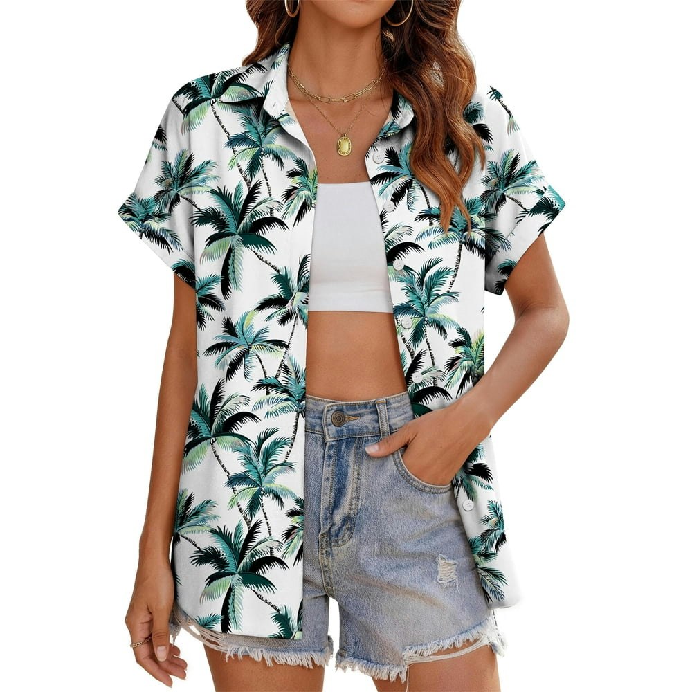Fantaslook Women's Hawaiian Floral Button Down Shirt: $12.99 Fantaslook Women's Hawaiian Floral Button Down Shirt: $12.99