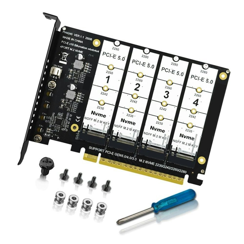 Anxptime 4-Slot M.2 NVMe PCIe 5.0 Expansion Card: $26.28 Anxptime 4-Slot M.2 NVMe PCIe 5.0 Expansion Card: $26.28